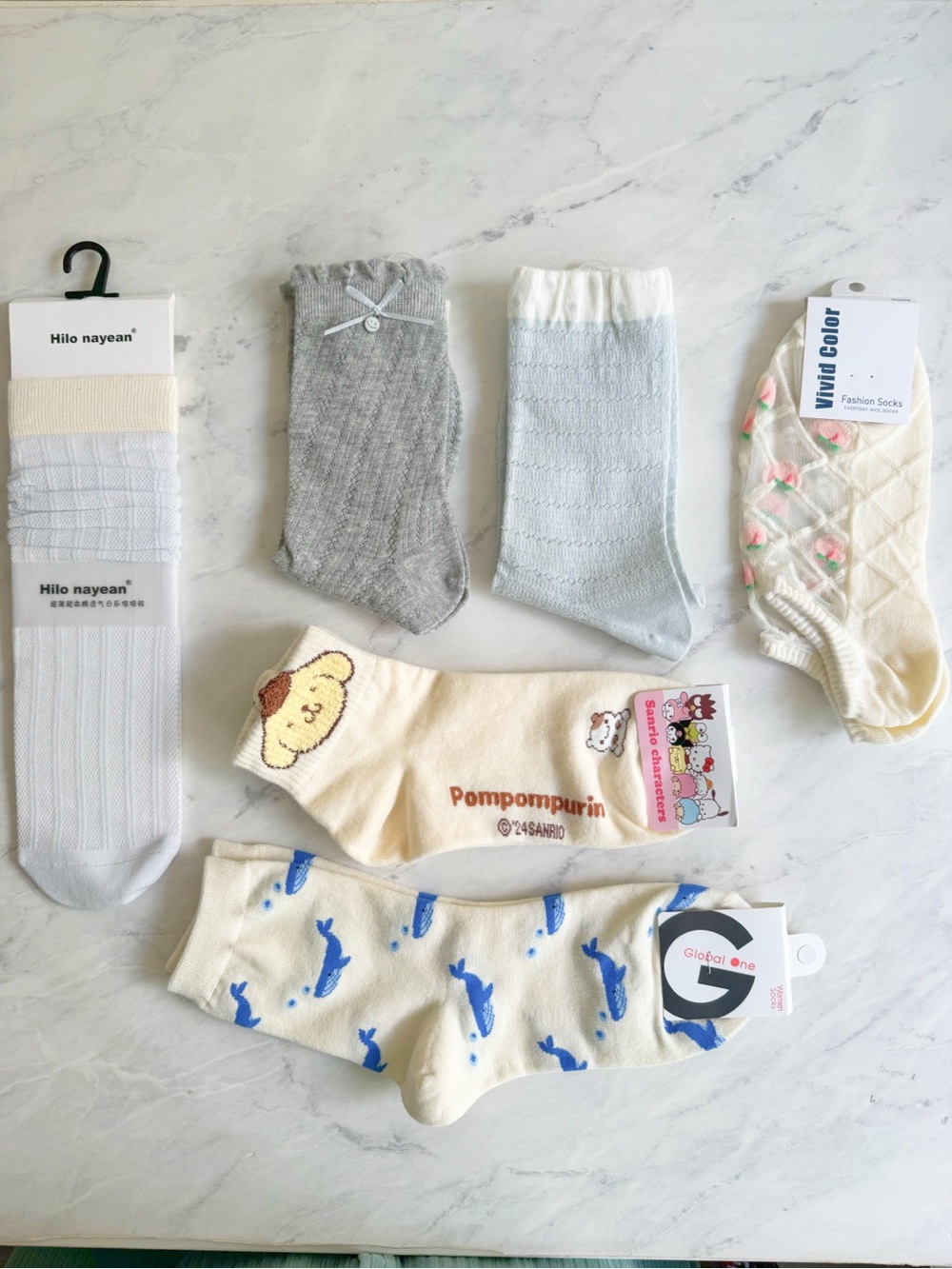 New 6 Pairs of cute socks